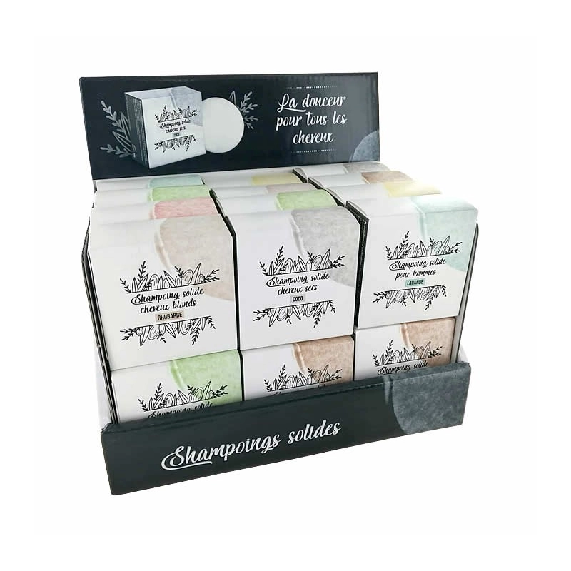 Shampoing solide vert amande - Boîte de 18 
