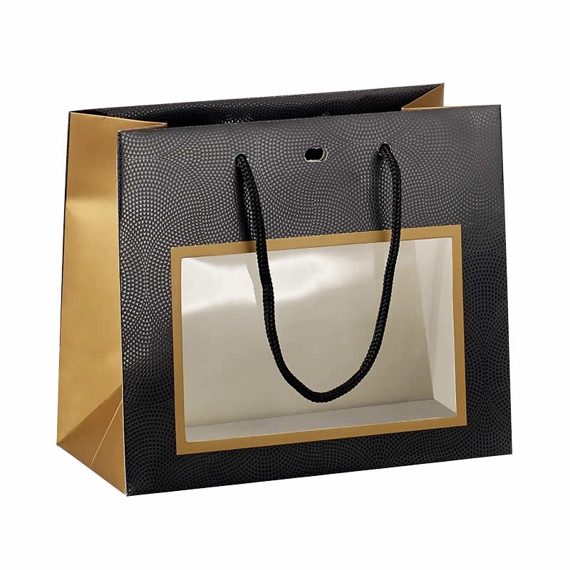 Bolsa de papel cobre/negro/barnizada con ventana