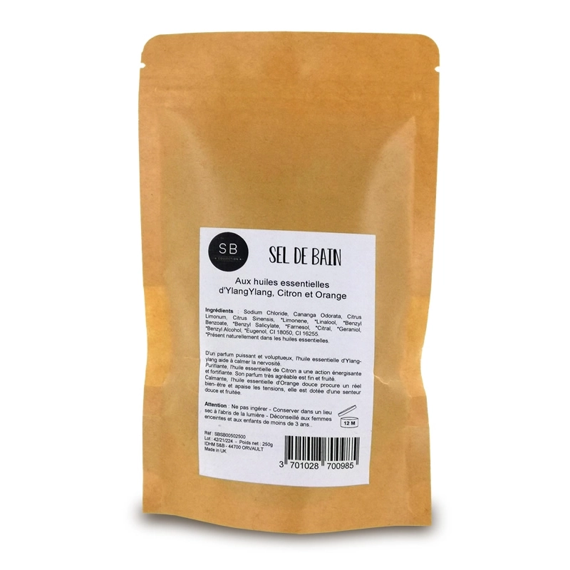 Venta a profesionales de sales de baño púrpuras con ylang-ylang, limón y naranja