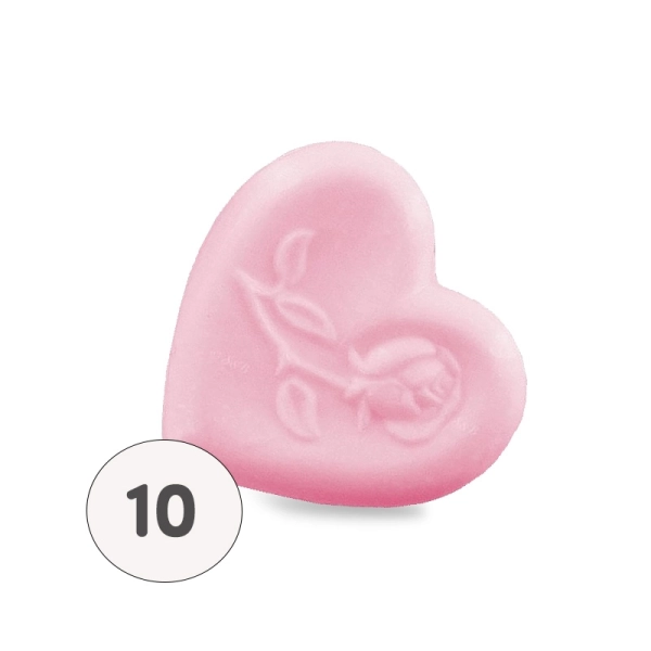 Savon forme cœur avec rose rose - Sac 10 