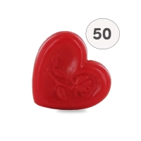 Jabón en forma de corazón rojo con rosa – Bolsa de 50