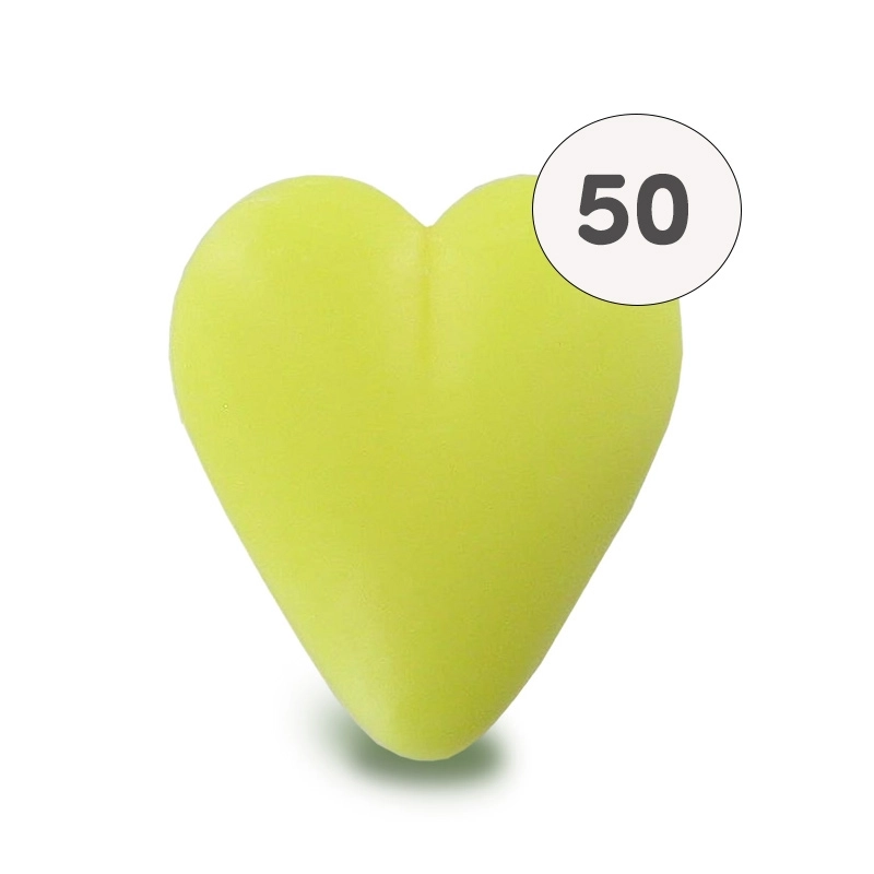 Savon forme cœur jaune 34g - Sac 50 