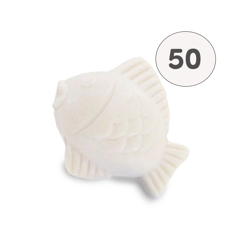 Jabón en forma de pez luna blanco – Bolsa de 50