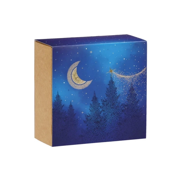 Coffrets carton kraft carrés fourreau Bonnes Fêtes rouge